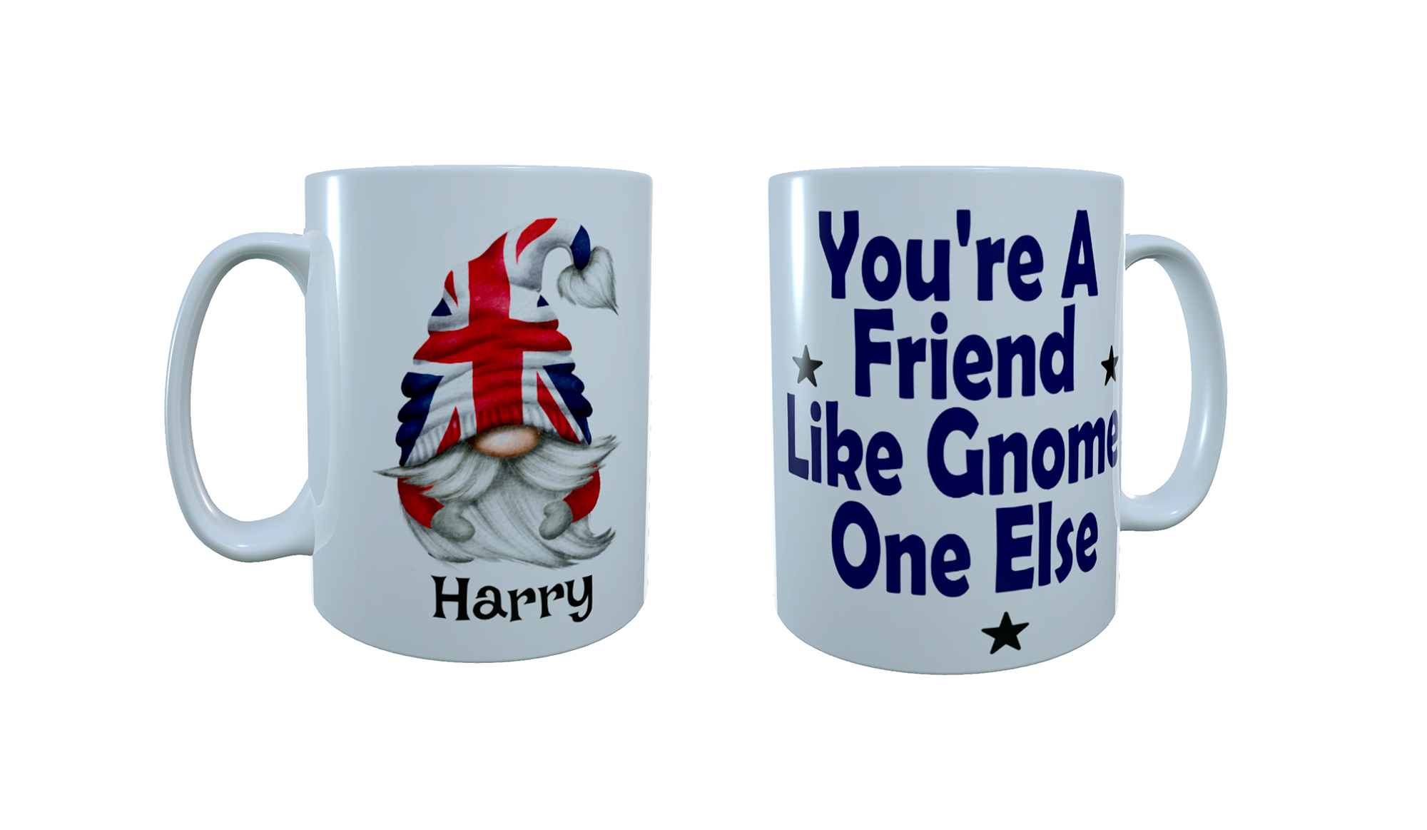 Union Jack Gnome Ceramic Mug, United Kingdom Gnome - Click Image to Close